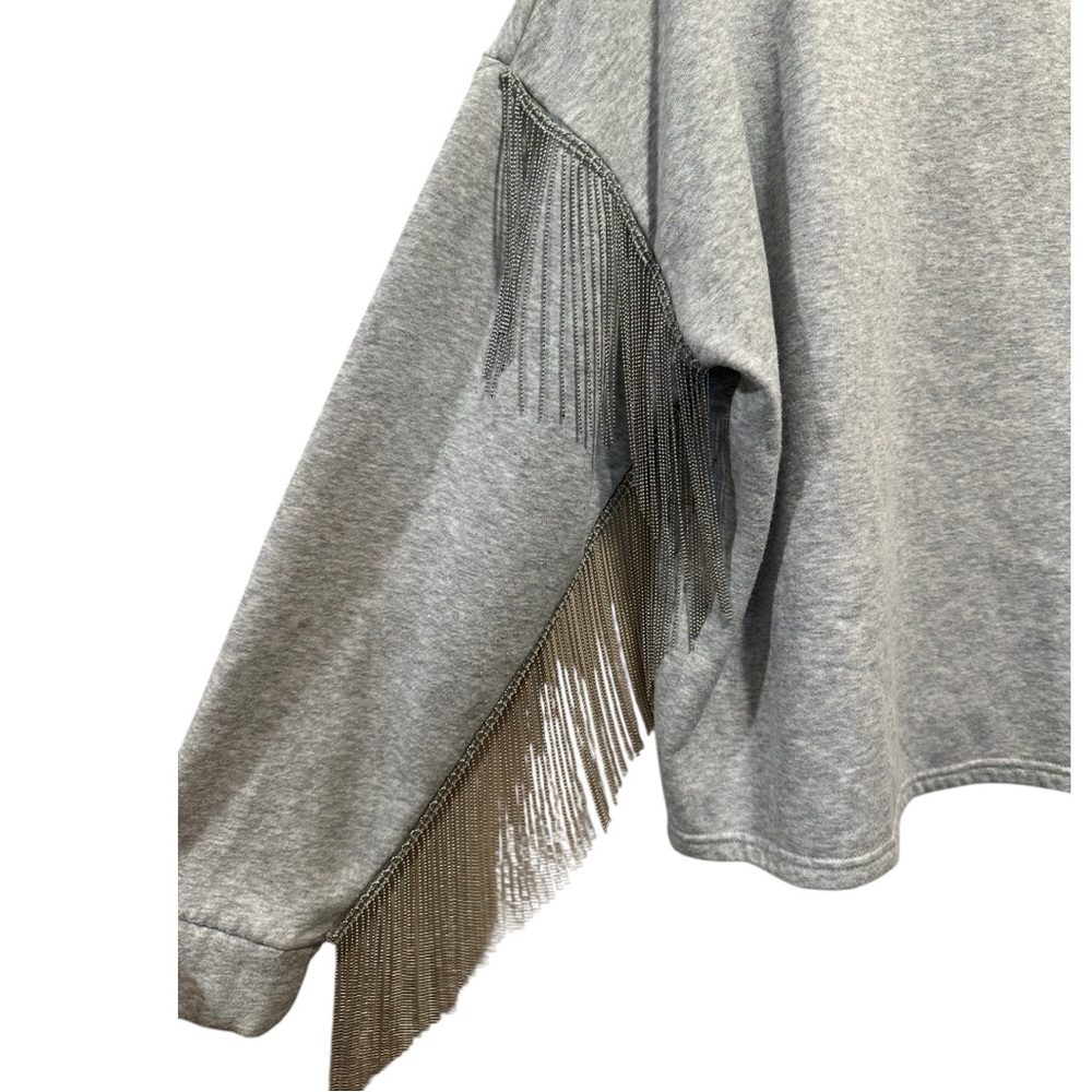 H&M Gray Ball Chain Fringe Sweatshirt NWOT Size M - Picture 5 of 9